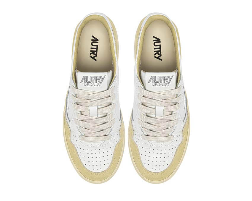 Autry Medalist Low Straw dos — talon Medalist Low cuir paille femme