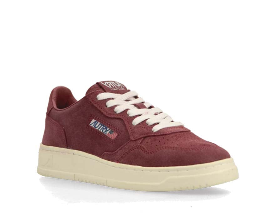 Autry Medalist Low Bordeaux/Beige vue latérale — cuir bordeaux et beige