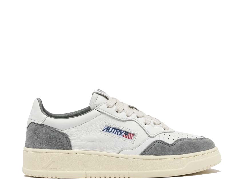 Autry Medalist Low Goat Suede White Grey — men's sneaker leather retro sport