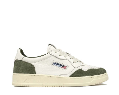 Autry Medalist Low Goat Suede White Military — men's sneaker leather retro sport