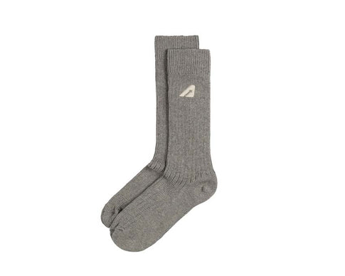 Autry Socks Knitted Cotton Grey — chaussettes tricotées coton gris logo Autry