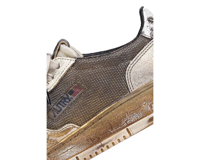 Autry Super Vintage Low vue latérale — cuir et daim vintage bicolore