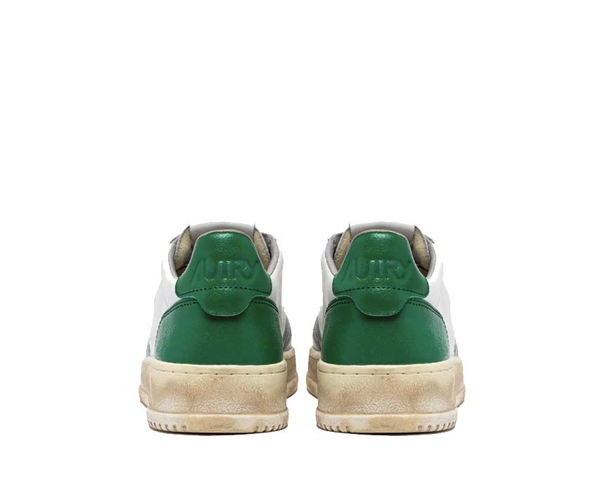 Autry Super Vintage Low Leat White Green Grey detail — panels