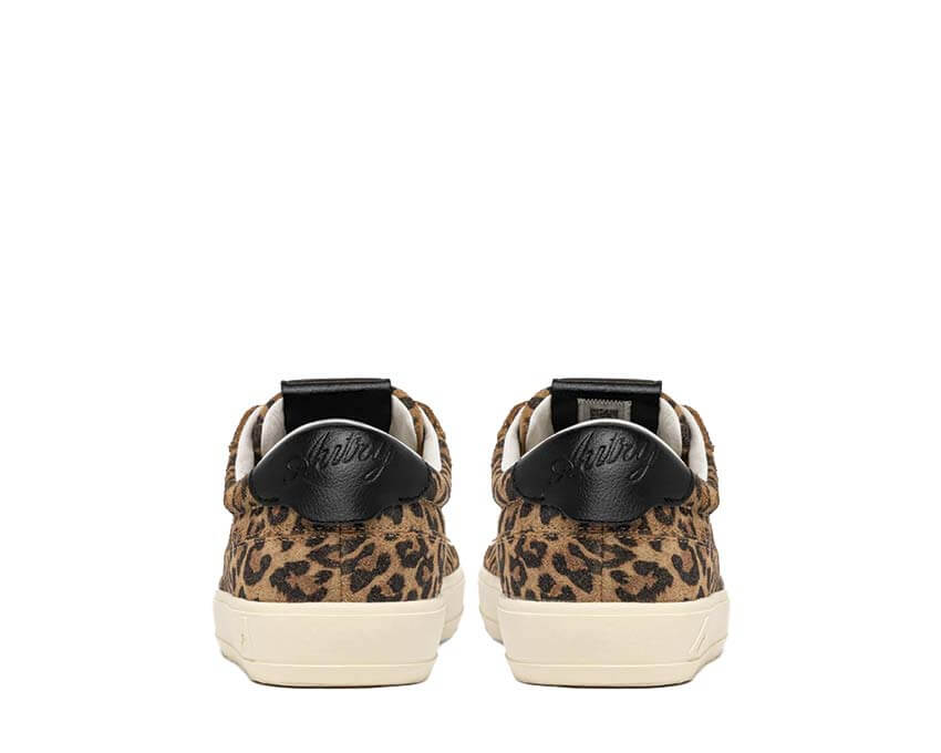 Autry Windscape Low Léopard détail — logo Autry cuir imprimé léopard femme