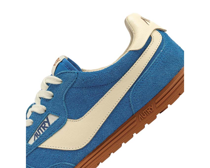 Autry Windspin Low Bleu Rutabaga vue latérale — daim cuir bleu beige homme