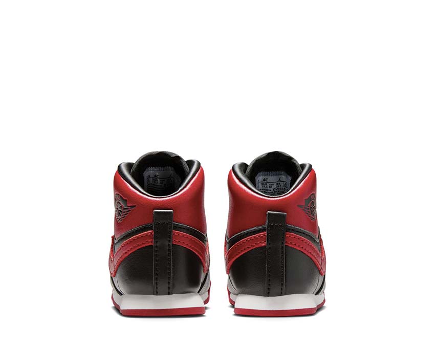 Jordan 1 Retro High '85 Baby Black Varsity Red White détail — tige cuir bébé Jordan