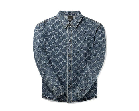 Daily Paper Rahul Shield Shirt Blue — chemise homme imprimé shield coton