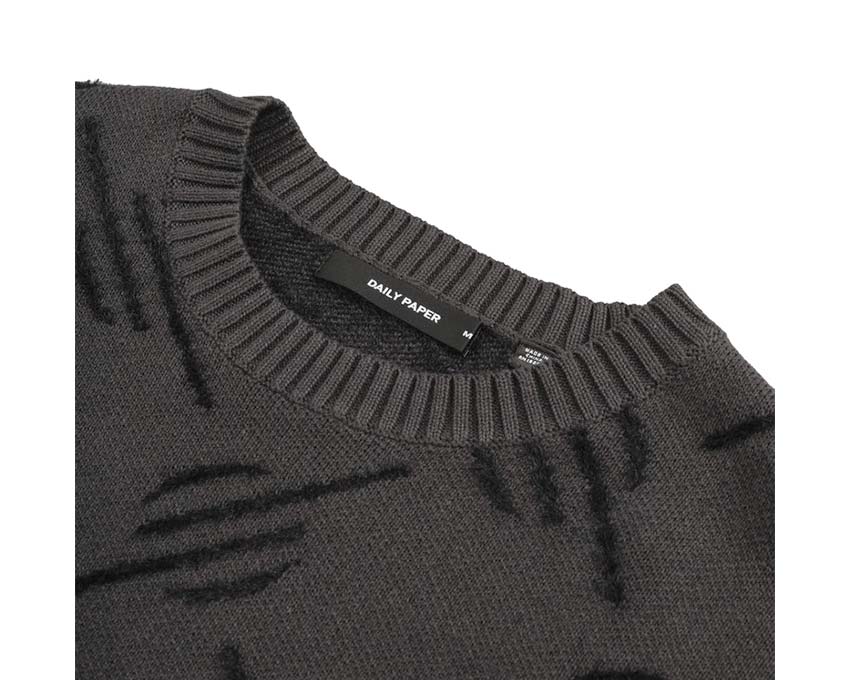 Daily Paper Tevin Monogram Knit Sweater Grey side view — monogram pattern