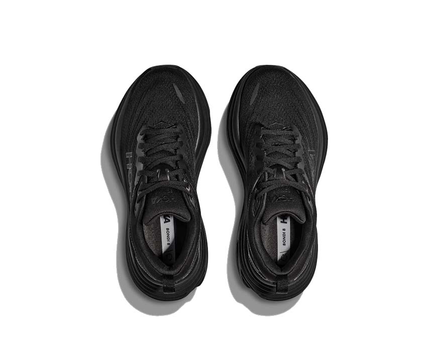 HOKA Bondi 8 Black detalle — parte superior de malla ligera
