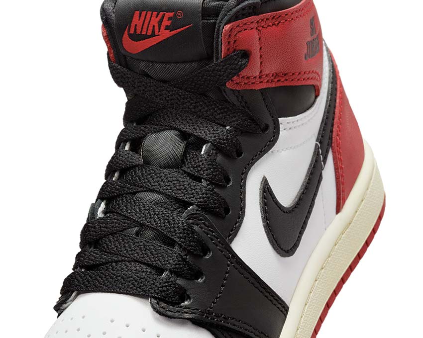 Jordan 1 Retro High OG Black Toe PS Seitenansicht — Leder weiß schwarz Preschool Jordan