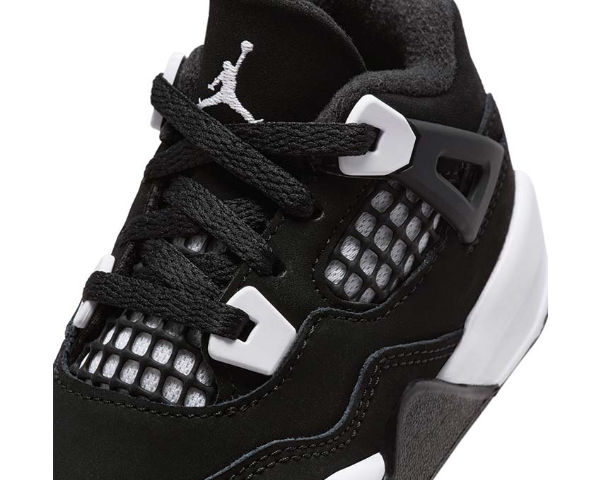 Jordan 4 Retro TD Black vista lateral — cuero negro niño Jordan 4