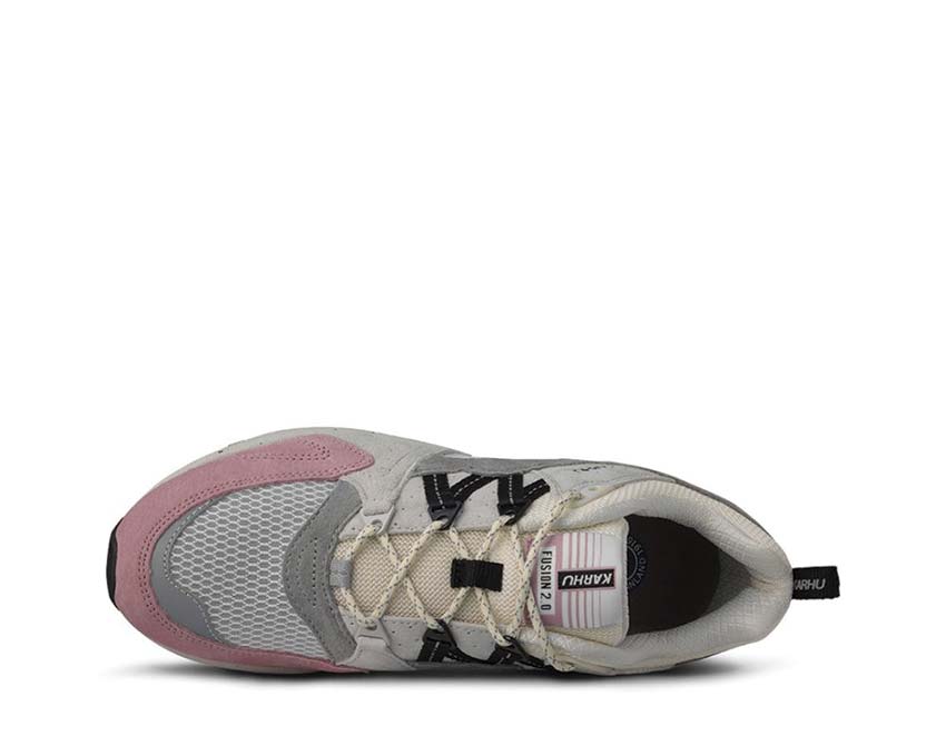 Karhu Fusion 2.0 Lilas Jet Black Lime détail — logo ours Karhu tricolore lilas noir lime