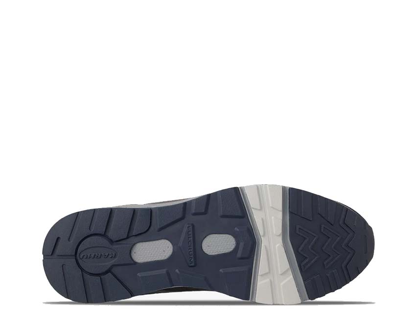 Karhu Fusion 2.0 Mood Indigo Smoked Pearl vue latérale — tige cuir indigo et perle