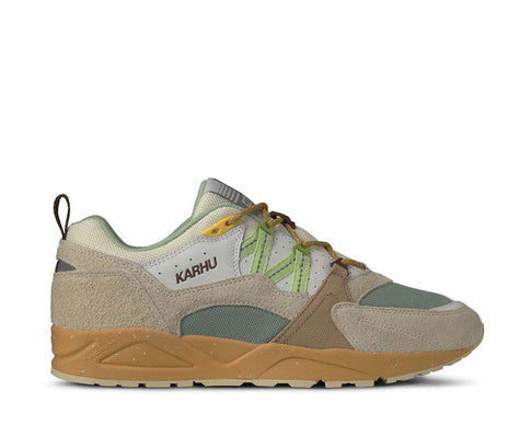 Karhu Fusion 2.0 x MÖLKKY Turtledove Shadow Lime — men's sneaker Finnish game collaboration