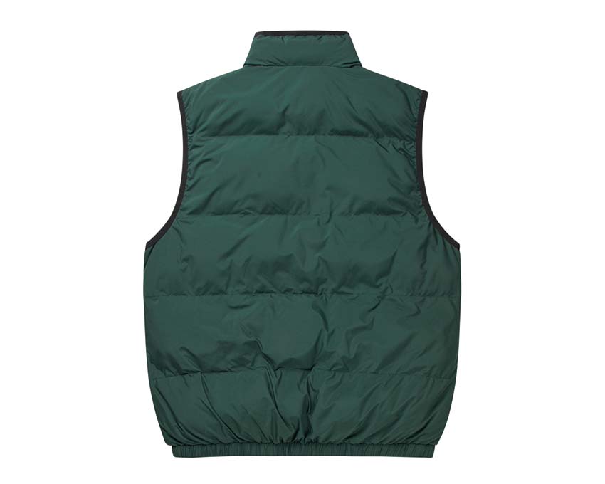 Les Deux Newport Padded Vest Pine Green side view — quilted padding green