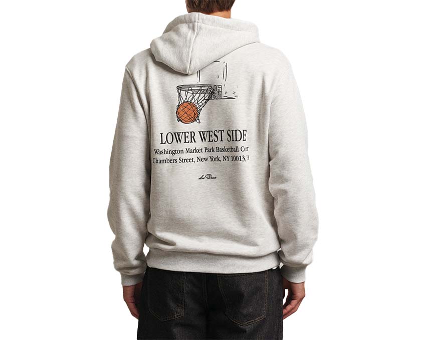 Les Deux West Side Hoodie Snow Melange détail — matière gris chiné coton
