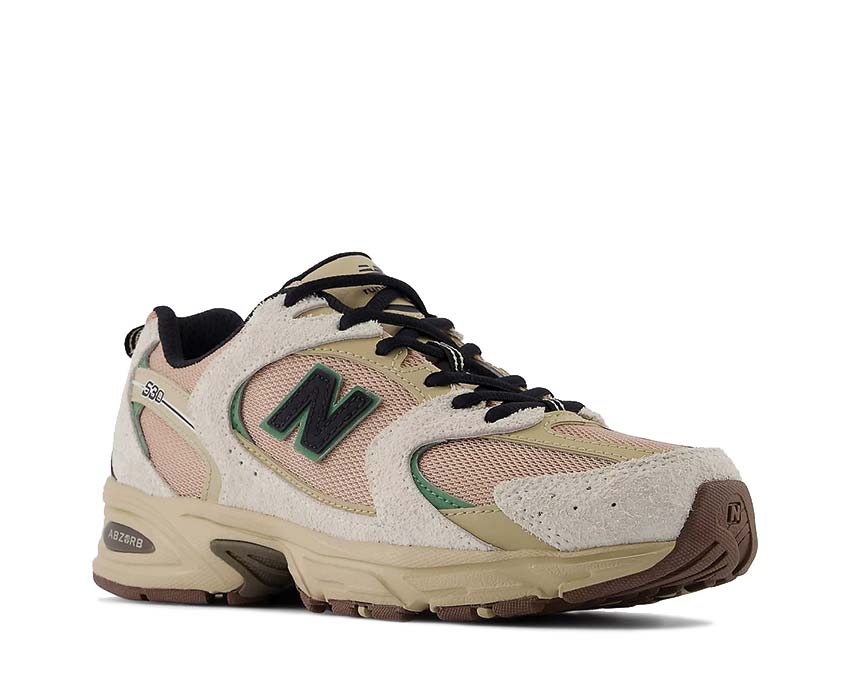 New Balance 530 Linen Incense Flat Taupe side view — breathable mesh upper