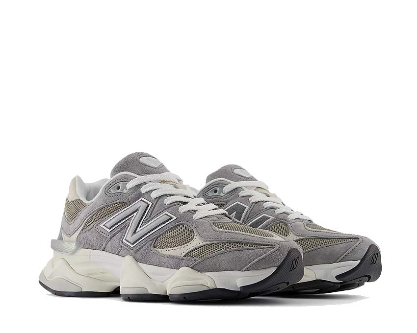 New Balance 9060 Slate Grey/Arid Stone/Timberwolf vista lateral — silueta chunky dad shoe