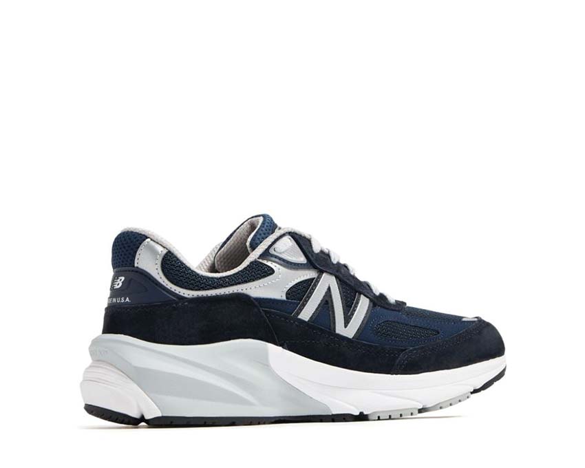 New Balance 990v6 Navy Made in USA vue latérale — suède et mesh américain