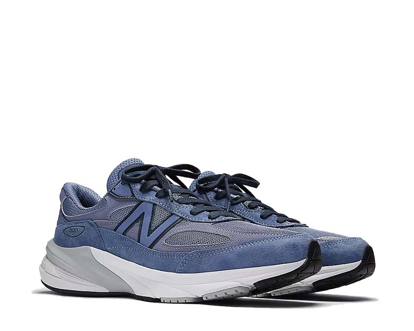 New Balance 990v6 Made in USA Purple Navy vista lateral — silueta icónica