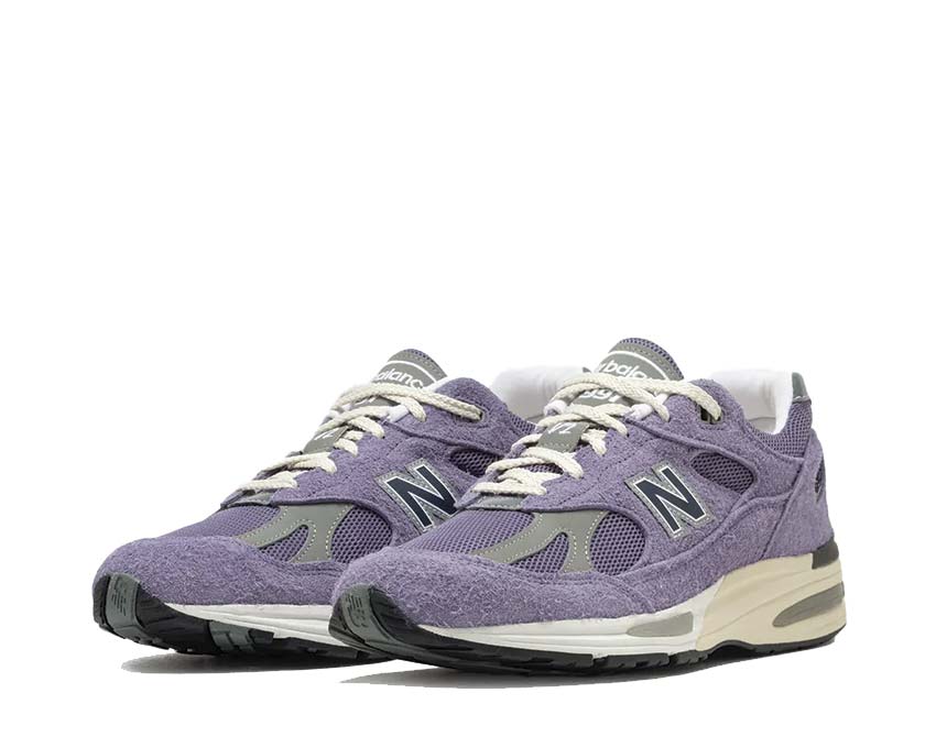 New Balance 991v2 Made in UK Dusk vue latérale — nuances mauve et gris subtiles