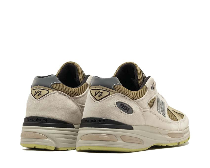 New Balance 991v2 Made in UK Silver Birch Sohle — ENCAP Doppeldichte-Dämpfung