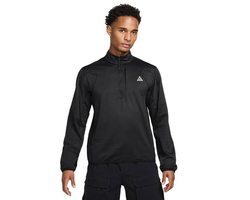 Nike ACG Wolf Grid Therma-FIT Half-Zip Top Black — men's trail technical pullover