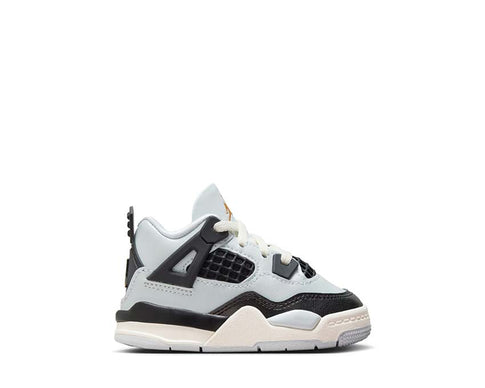 Jordan 4 Retro TD Pure Platinum / Metallic Gold — sneakers cuir premium bébé