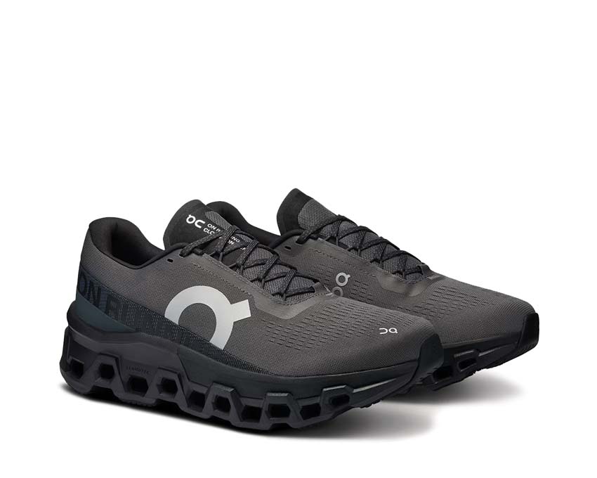 On Cloudmonster 2 Asphalt/Iron vista lateral — perfil amortiguación zapatilla hombre