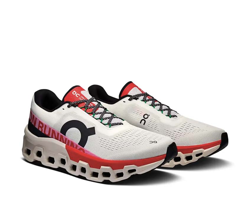 On Cloudmonster 2 Ivory/Silver side view — men's running cushioning profile