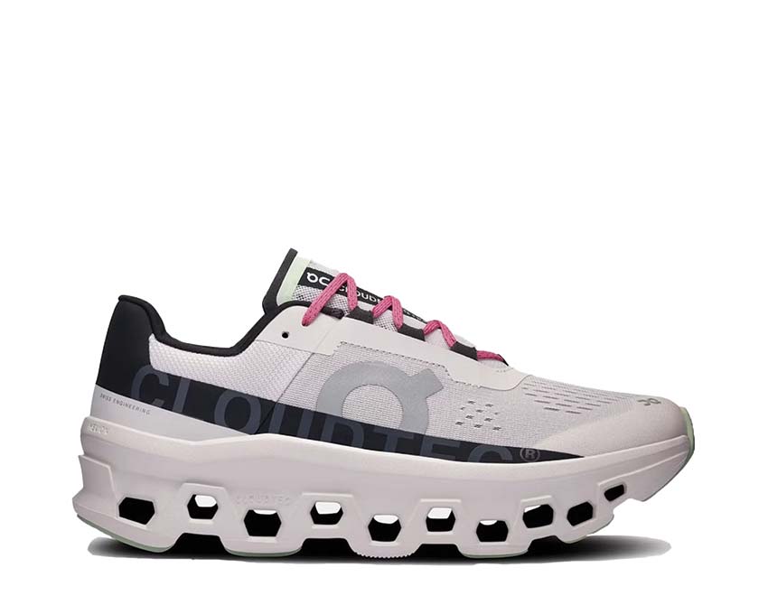 On Cloudmonster Frost/Black — zapatilla running hombre amortiguación CloudTec máxima