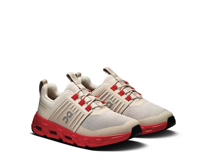 On Cloudswift Desert Red Kids — chaussure running enfant CloudTec mesh lacets