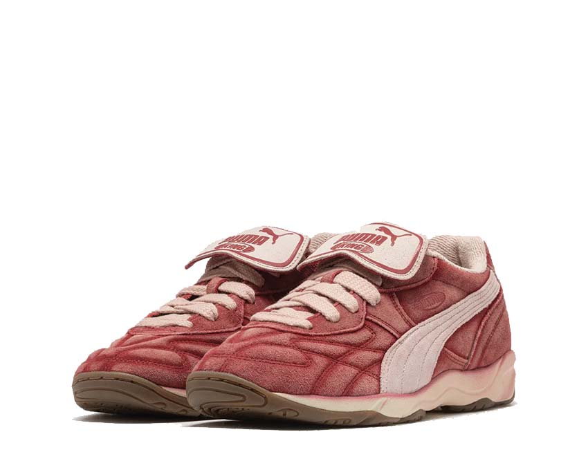 Puma King Indoor NeverWorn vue latérale — cuir rouge écarlate rose quartz
