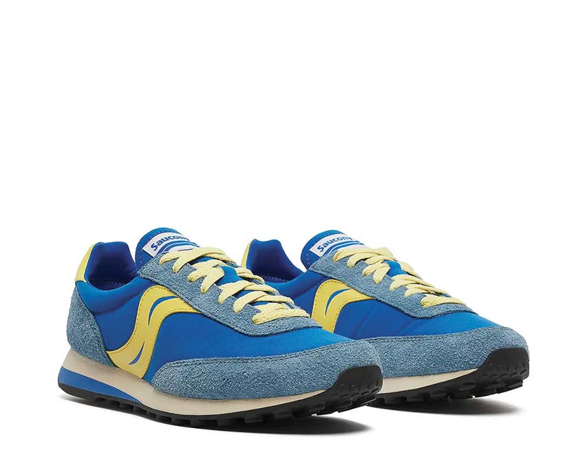 Saucony Trainer 80 OG Blue Mustard vue latérale — amorti ProGrid