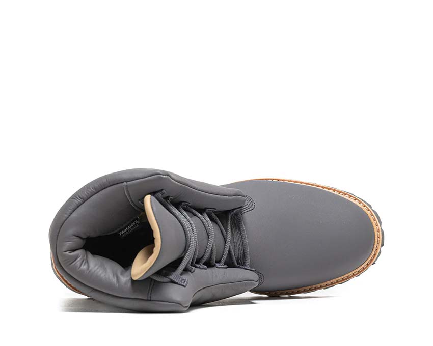 Timberland Vibram 6inch Lace Boot Dark Grey detail — leather shaft laces