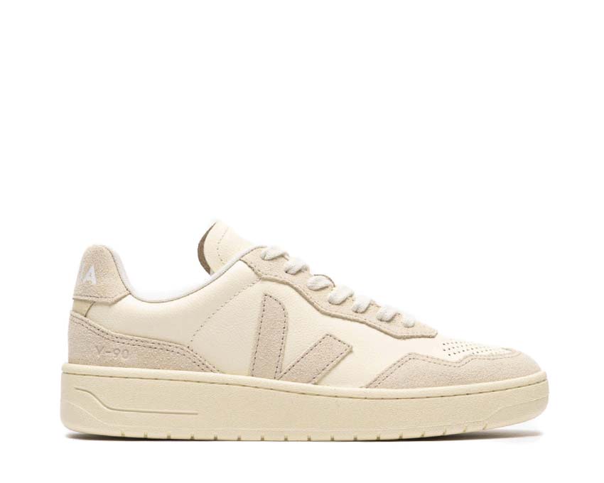 Veja V-90 O.T. Leather Cashew Oat — women's sneaker leather cream caramel