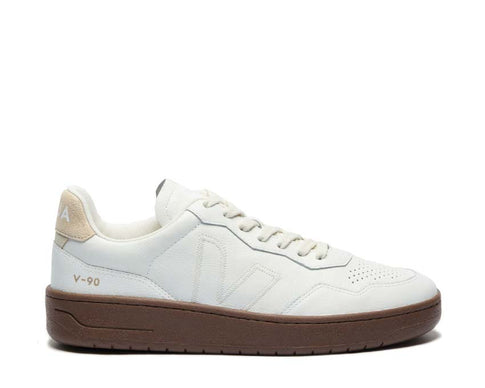 Veja V-90 ZZ O.T. White Pierre Almond — sneaker femme ZZ zigzag crème
