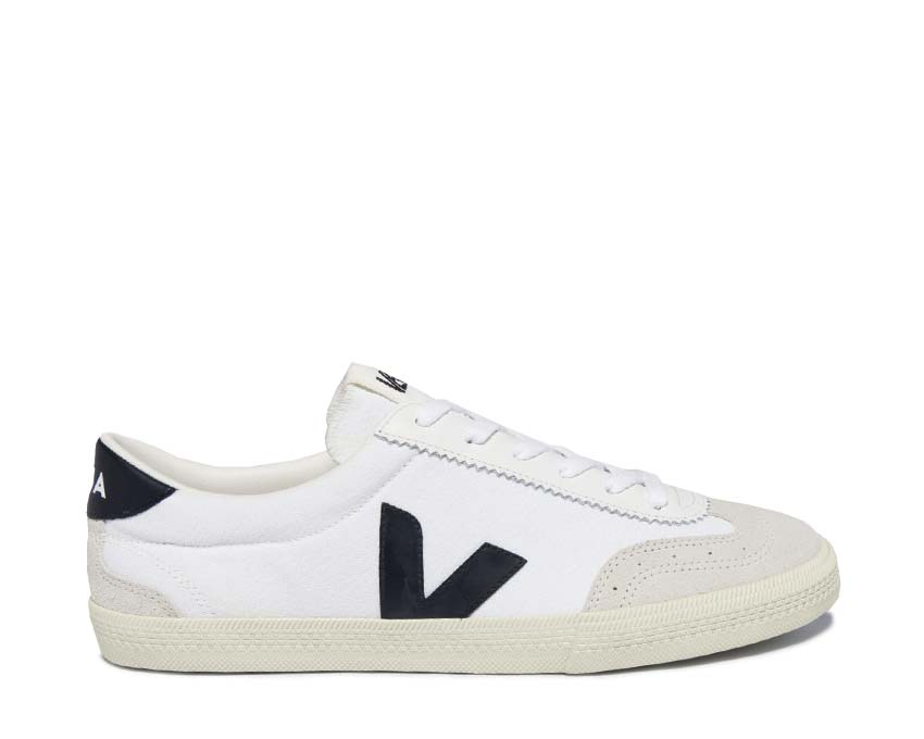 Veja Volley Canvas White Black — zapatilla mujer lona algodón orgánico