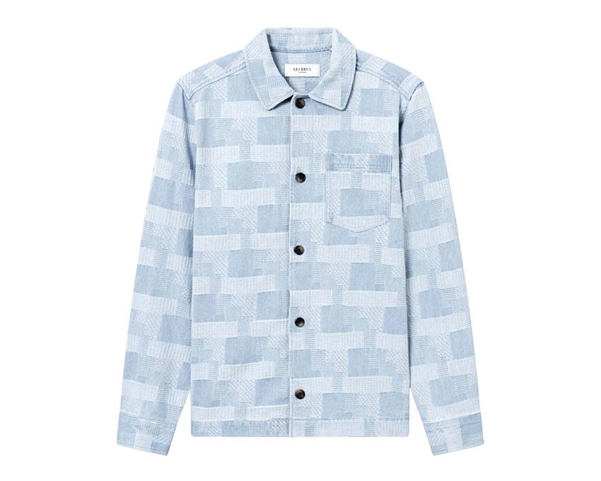 Les Deux Layton Denim Jacquard Overshirt — unisex jacket denim jacquard oversized