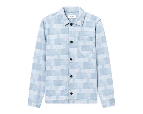 Les Deux Layton Denim Jacquard Overshirt — unisex jacket denim jacquard oversized