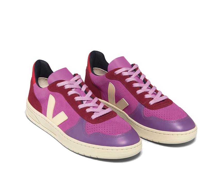 Veja V-10 Suede Multico Ultraviolet Calcaire vue latérale — daim violet calcaire