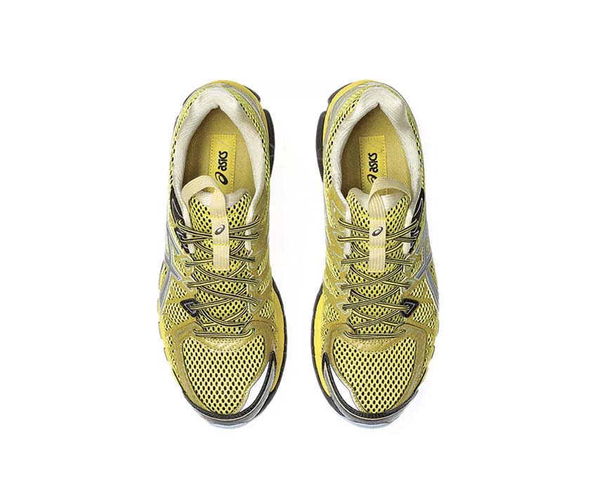 Asics UB9-S Gel Kayano 20 Kiko Kostadinov Vibrant Yellow/Pure Silver rear view — Gel cushioning collaboration