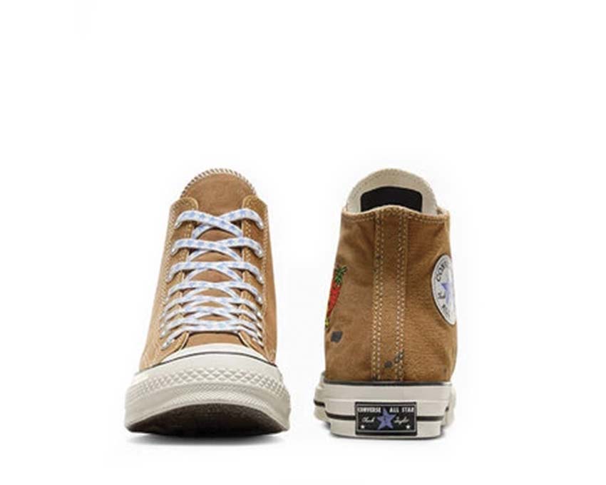 Converse x Sky High Farm Chuck 70 Brown/Egret detalle — parche Sky High Farm Workwear