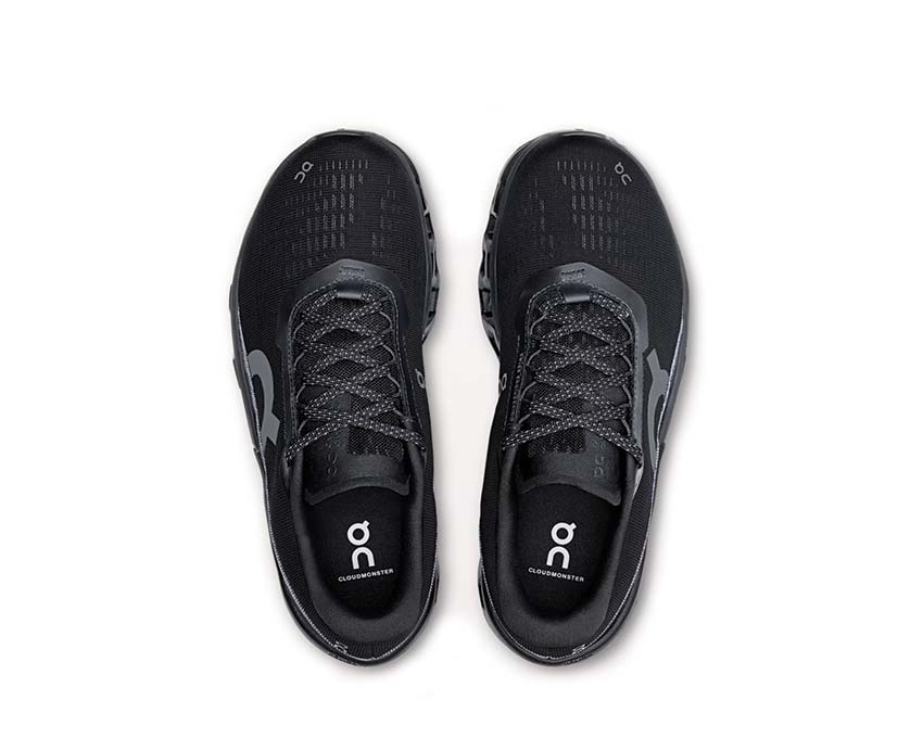 On Cloudmonster 2 W Black/Eclipse détail — tige mesh running femme