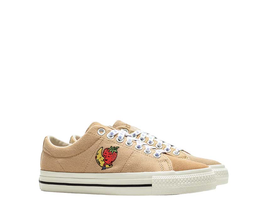 Converse x Sky High Farm One Star Pro Brown/Egret vista lateral — estrella Sky High Farm