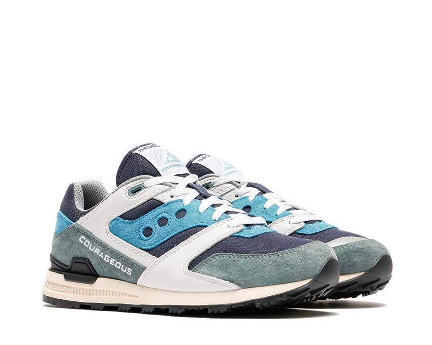 Saucony Courageous vista lateral — parte superior de malla transpirable