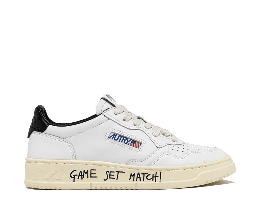 Autry Medalist Low Match White Black — men's sneaker leather American sport