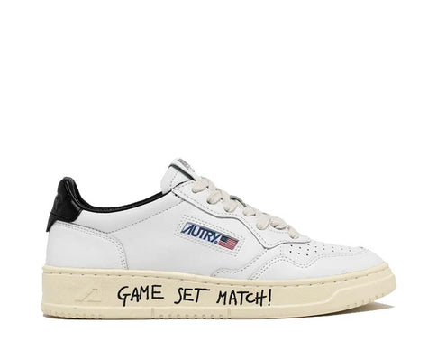 Autry Medalist Low Match White Black — men's sneaker leather American sport