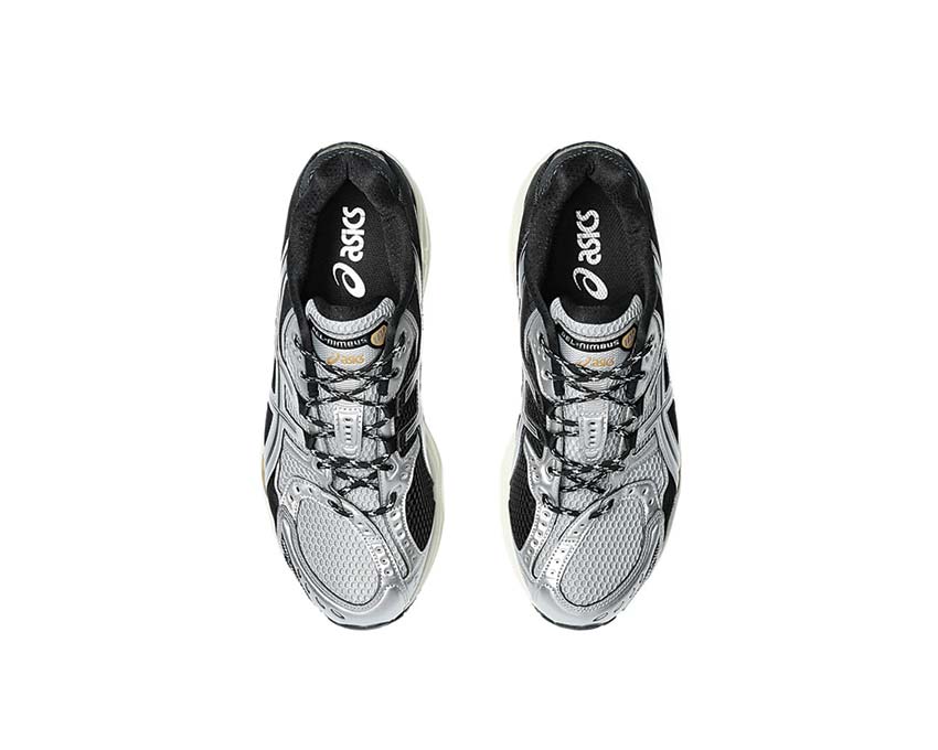 Asics Gel Nimbus 10.1 Piedmont Grey/Pure Silver rear view — premium Gel heel cushioning