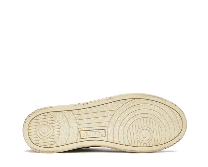Autry Super Vintage Low Leat White Brown detail — contrasting stitching